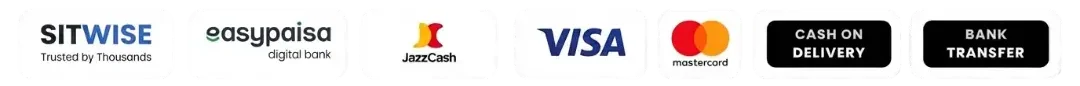 We accept Easypaisa, JazzCash, Visa, Mastercard, cash on delivery and bank transfer