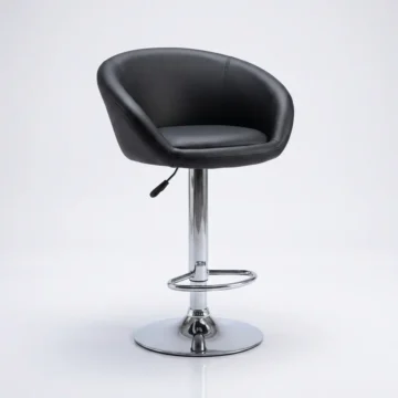 Adjustable Swivel Bar Stool - Black Leather