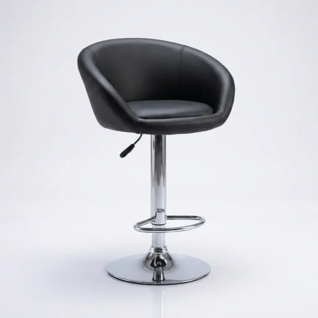Bar stool chairs Pakistan – adjustable swivel stool, black leather – SitWise