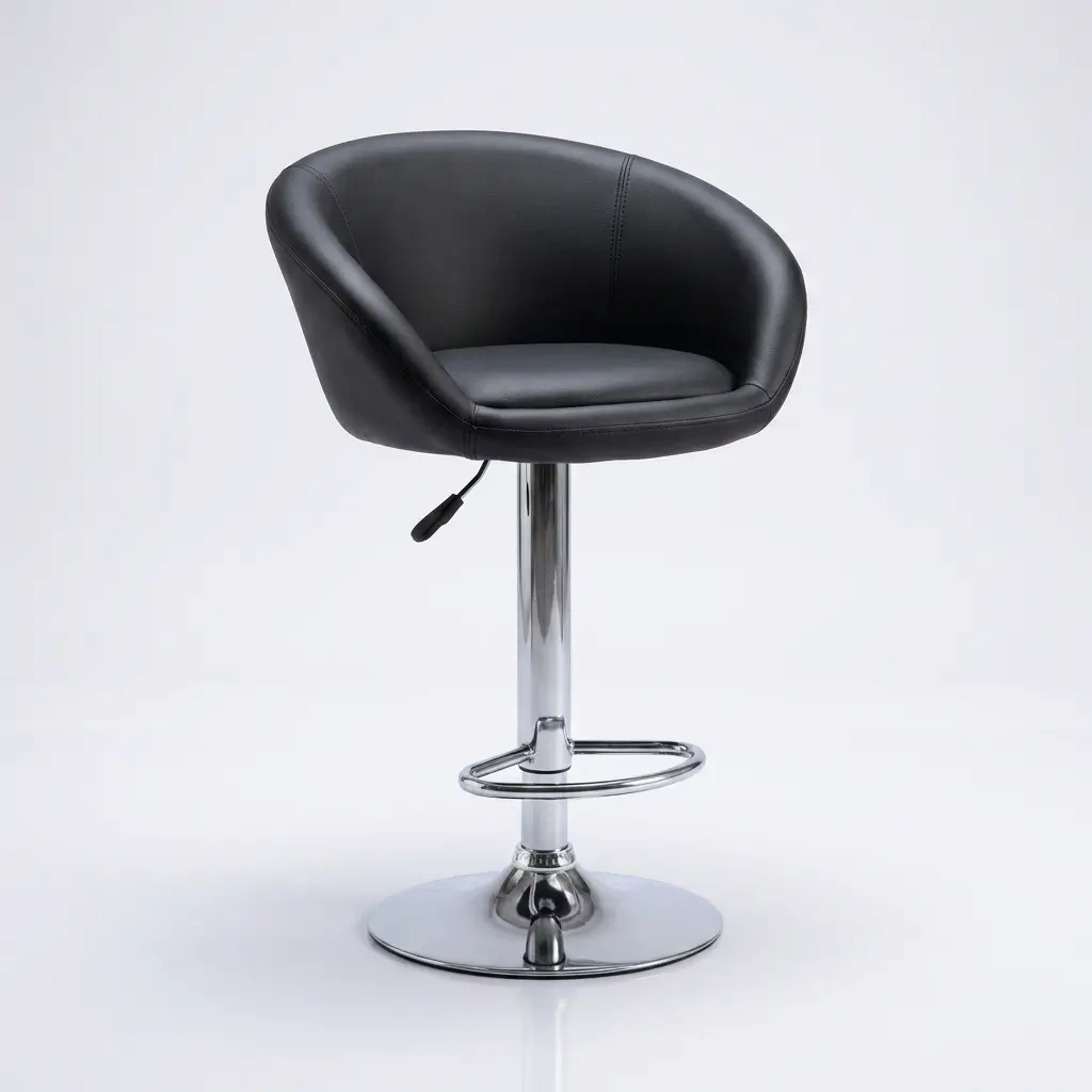 Bar stool chairs Pakistan – adjustable swivel stool, black leather – SitWise